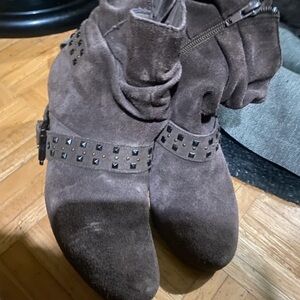 naughty monkey Brown Suede Studded Ankle Boots